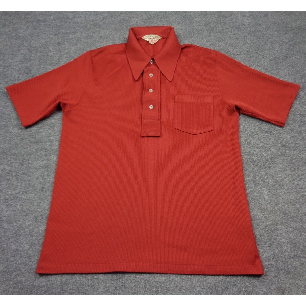 VTG 70s Jefftron by Lord Jeff‎ Polo Shirt Men M Double Knit Polyester Pocket